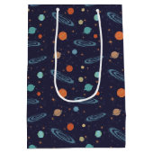 Kids Planets Solar System Galaxy Sparkling Stars Mittlere Geschenktüte (Rückseite)