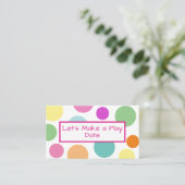 Kid's Play Date Rainbow Polka Dot Business Card Visitenkarte (Stehend Vorderseite)