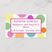 Kid's Play Date Rainbow Polka Dot Business Card Visitenkarte (Rückseite)