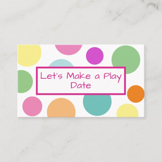 Kid's Play Date Rainbow Polka Dot Business Card Visitenkarte (Vorderseite)