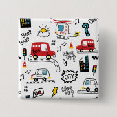 Kids Playful Transport Pattern  Button (Vorderseite)