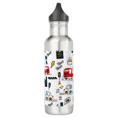 Kids Playful Transport Pattern  Edelstahlflasche (Links)
