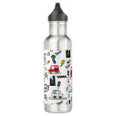 Kids Playful Transport Pattern  Edelstahlflasche (Rechts)