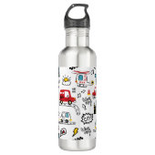 Kids Playful Transport Pattern Edelstahlflasche (Vorderseite)