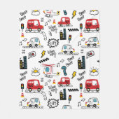 Kids Playful Transport Pattern Fleecedecke (Vorderseite)