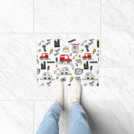 Kids Playful Transport Pattern  Fußmatte