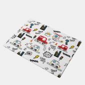 Kids Playful Transport Pattern  Fußmatte (Schrägansicht)