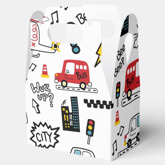 Kids Playful Transport Pattern  Geschenkschachtel (Geöffnet)