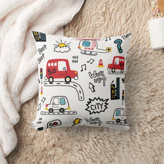 Kids Playful Transport Pattern  Kissen (Decke)