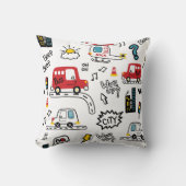 Kids Playful Transport Pattern  Kissen (Vorderseite)