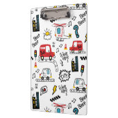 Kids Playful Transport Pattern Klemmbrett (Links)