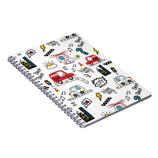 Kids Playful Transport Pattern  Notizblock (Rechte Seite)