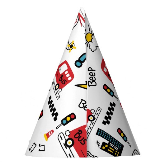 Kids Playful Transport Pattern Partyhütchen (Rückseite)