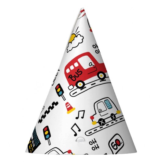 Kids Playful Transport Pattern  Partyhütchen (Links)