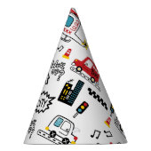 Kids Playful Transport Pattern  Partyhütchen (Rechts)