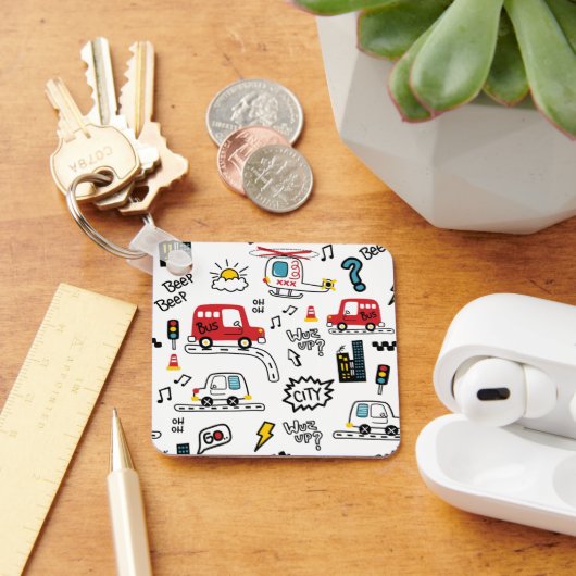 Kids Playful Transport Pattern  Schlüsselanhänger (Schreibtisch)