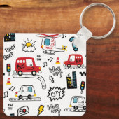 Kids Playful Transport Pattern  Schlüsselanhänger (Rückseite)