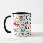 Kids Playful Transport Pattern  Tasse (Links)