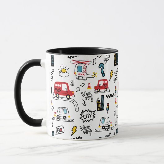 Kids Playful Transport Pattern  Tasse (Links)