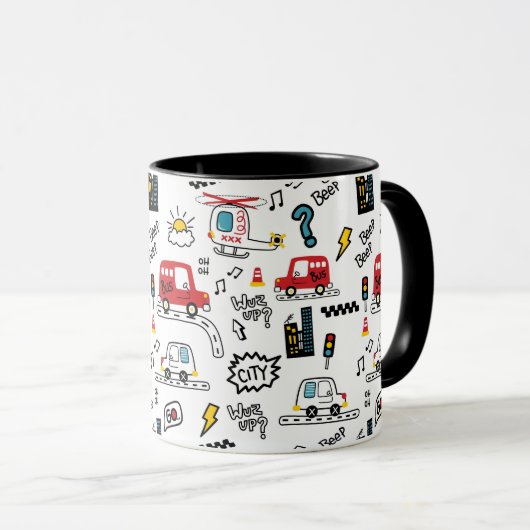 Kids Playful Transport Pattern  Tasse (VorderseiteRechts)