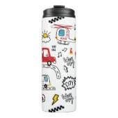 Kids Playful Transport Pattern  Thermosbecher (Vorderseite)