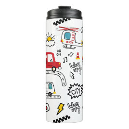 Kids Playful Transport Pattern  Thermosbecher