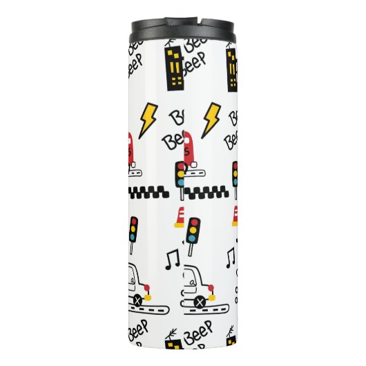 Kids Playful Transport Pattern  Thermosbecher (Rückseite)
