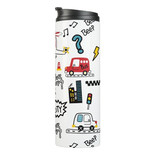 Kids Playful Transport Pattern  Thermosbecher (Nach rechts gedreht)