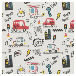 Kids Playful Transport Pattern Urban style modern  Stoff
