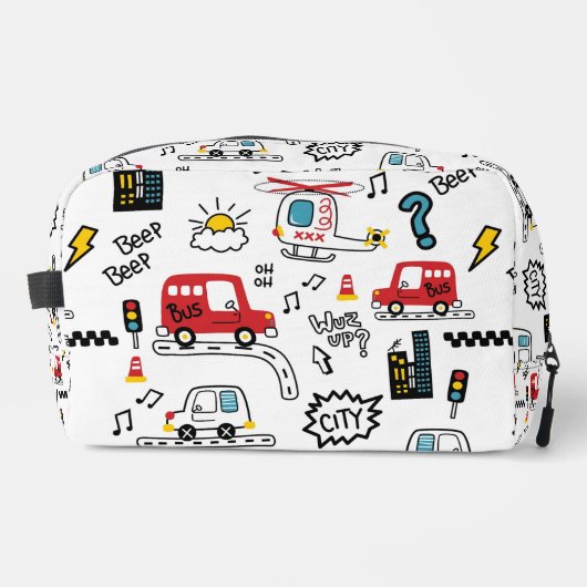 Kids Playful Transport Pattern  Waschbeutel (Vorderseite)