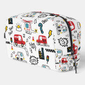 Kids Playful Transport Pattern  Waschbeutel (Rechte Ecke)