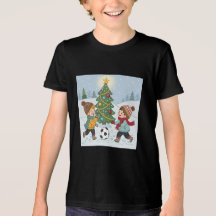 Kids Playing Soccer Under the Snow