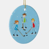 Kids Pond Hockey Weihnachten Keramik Ornament (Rechts)