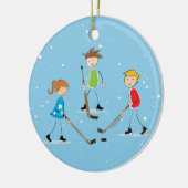 Kids Pond Hockey Weihnachten Keramik Ornament (Links)