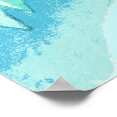 Kids pony art aqua & green quadratisch poster prin (Ecke)