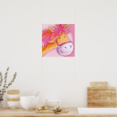 Kids Pony Art Pink & Orange Poster Druck (Küche)