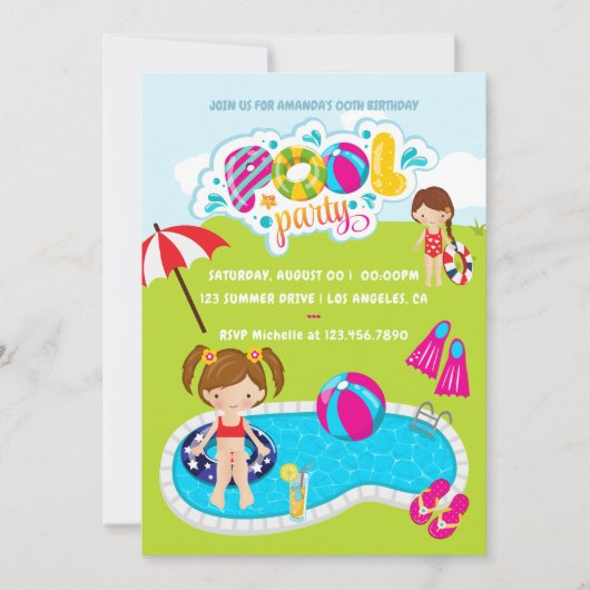 Kids Pool Party Einladung (Vorderseite)