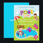 Kids Pool Party Einladung<br><div class="desc">Wenden Sie sich an diesen Designer,  wenn Sie Unterstützung bei den Anpassungen benötigen. Guthaben auf https://www.etsy.com/shop/BlackCatsMedia</div>