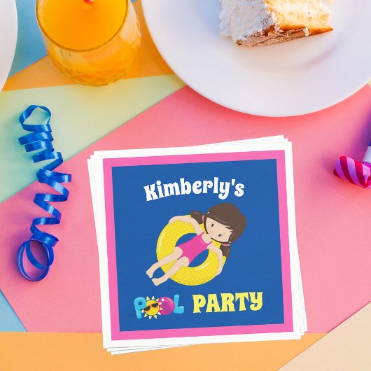 Kids Pool Party Personalisiert Geburtstagskind Serviette