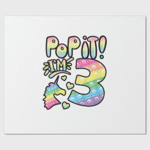 Kids Pop It 3. Geburtstag Mädchen 3 Jahre alt Fidg Geschenkpapier