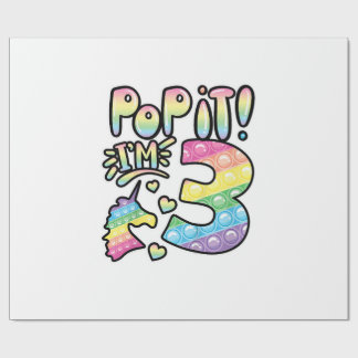 Kids Pop It 3. Geburtstag Mädchen 3 Jahre alt Fidg Geschenkpapier