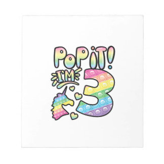 Kids Pop It 3. Geburtstag Mädchen 3 Jahre alt Fidg Notizblock