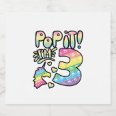 Kids Pop It 3rd Birthday Girls 3 Years Old Fidget Schaumweinetikett (Einzelnes Label)