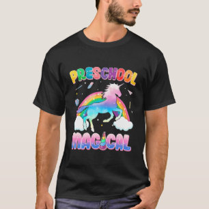 Kids Preschool Magischen Einhorn Regenbogen zurück T-Shirt