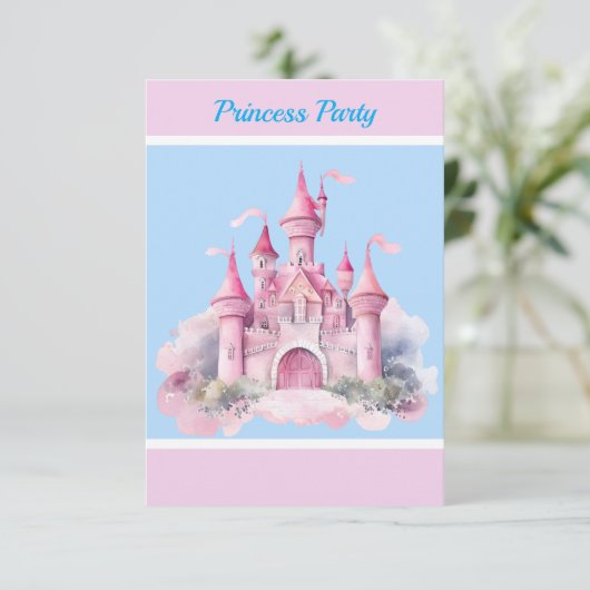 Kids Princess Party Dankeschön Card Dankeskarte (Stehend Vorderseite)