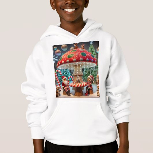Kids Pullover Hoodie: Weihnachts-Pilzdesign (Vorderseite)