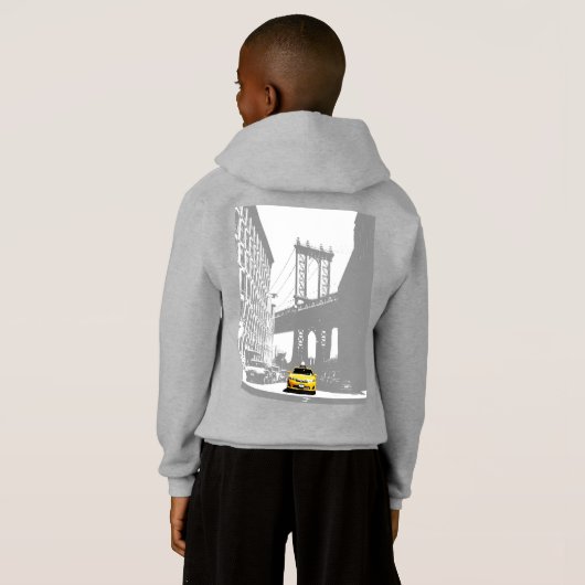 Kids Pullover Hoodies Double Side Print New York (Schwarz voll)
