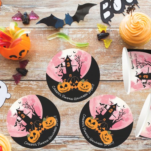 Kids Pumpkin Halloween-Party Runder Pappuntersetzer