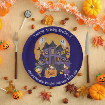 Kids Pumpkin Hexen Halloween Papierplatte