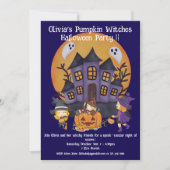 Kids Pumpkin Hexen Halloween-Party Einladung (Vorderseite)